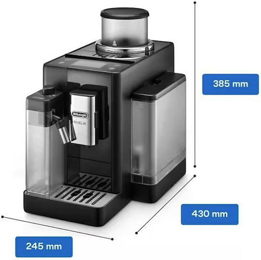 De'Longhi Rivelia Αυτόματη Μηχανή Espresso 1450W Πίεσης 19bar για Cappuccino με Μύλο Άλεσης Onyx Black - Image 8