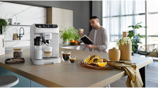 De'Longhi Magnifica Plus Αυτόματη Μηχανή Espresso 1450W Πίεσης 15bar για Cappuccino με Μύλο Άλεσης Λευκή - Image 4