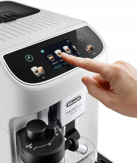 De'Longhi Magnifica Plus Αυτόματη Μηχανή Espresso 1450W Πίεσης 15bar για Cappuccino με Μύλο Άλεσης Λευκή - Image 7