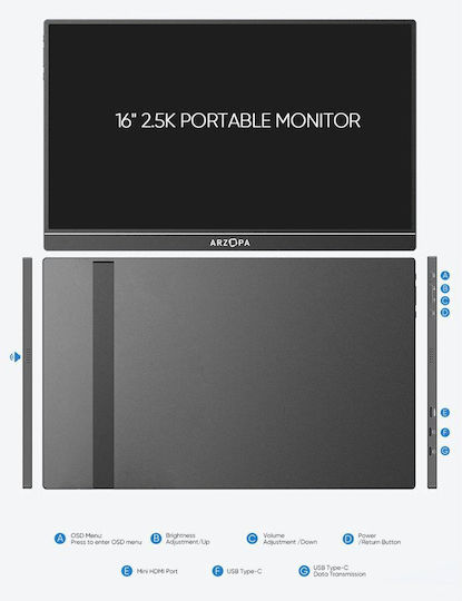 Arzopa Z1RC HDR Φορητό Monitor 16" QHD 2560x1600 - Image 6