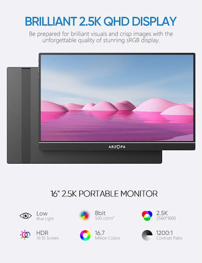 Arzopa Z1RC HDR Φορητό Monitor 16" QHD 2560x1600 - Image 5