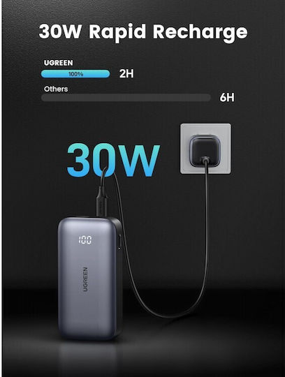 Ugreen PB502 Power Bank 10000mAh 30W με Θύρα USB-A και Θύρα USB-C Power Delivery / Quick Charge 3.0 Γκρι - Image 5