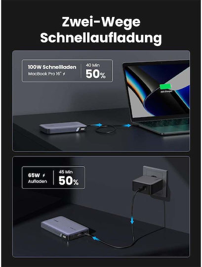 Ugreen PB720 Power Bank 20000mAh 100W με Θύρα USB-A και 2 Θύρες USB-C Power Delivery / Quick Charge 2.0 / Quick Charge 3.0 Γκρι - Image 9