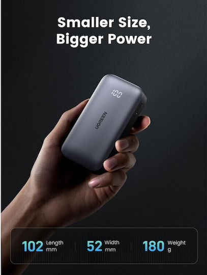 Ugreen PB502 Power Bank 10000mAh 30W με Θύρα USB-A και Θύρα USB-C Power Delivery / Quick Charge 3.0 Γκρι - Image 9