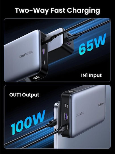 Ugreen PB720 Power Bank 20000mAh 100W με Θύρα USB-A και 2 Θύρες USB-C Power Delivery / Quick Charge 2.0 / Quick Charge 3.0 Γκρι - Image 12