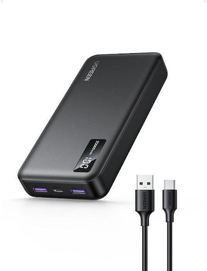 Ugreen PB312 Power Bank 20000mAh 20W με 2 Θύρες USB-A και Θύρα USB-C Μαύρο - Image 2