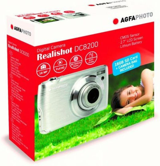AgfaPhoto Realishot Dc8200 Compact Φωτογραφική Μηχανή 18MP Οπτικού Ζουμ 8x με Οθόνη 2.7" και Ανάλυση Video Full HD (1080p) Ασημί - Image 2