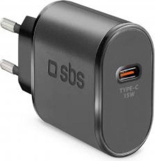 SBS Φορτιστής Χωρίς Καλώδιο με Θύρα USB-C 15W Power Delivery Μαύρος (TRC15W)