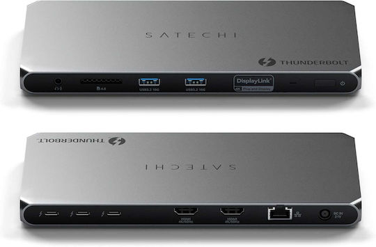 Satechi Thunderbolt 4 Docking Station με PD Ethernet και σύνδεση 2 Οθονών Γκρι (ST-DT4MDM-EU-EU)