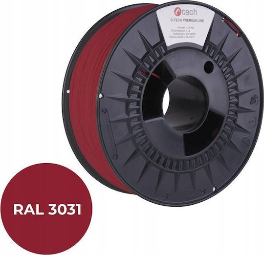 C-TECH PLA 3D Printer Filament 1.75mm Orient Red 1kg 3DF-P-PLA1.75-3031 - Image 2