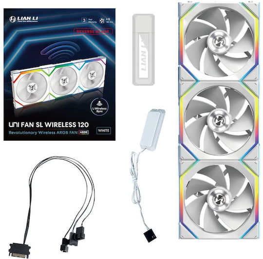 Lian Li UNIFAN SL Wireless Reverse (Include Controller) Case Fan 120mm με RGB Φωτισμό 3τμχ Λευκό - Image 8
