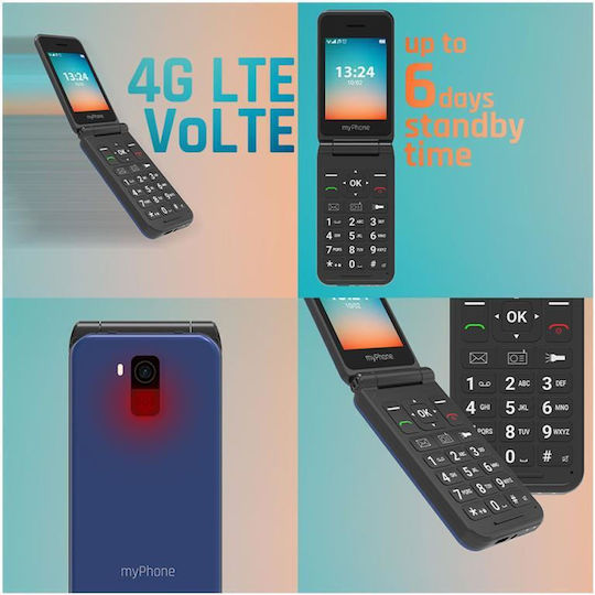 MyPhone Flip LTE Dual SIM Κινητό με Μεγάλα Κουμπιά Μπλε - Image 5