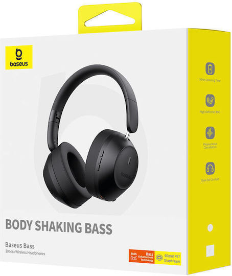 Baseus Bass 30 Max Ασύρματα / Ενσύρματα On Ear Ακουστικά με 50 ώρες Λειτουργίας και Quick Charge Μαύρα - Image 6