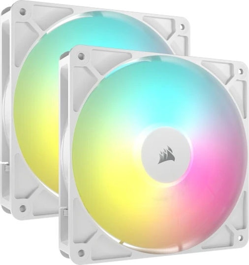 Corsair RS140 Case Fan με ARGB Φωτισμό και Σύνδεση 4-Pin PWM 2τμχ Λευκό