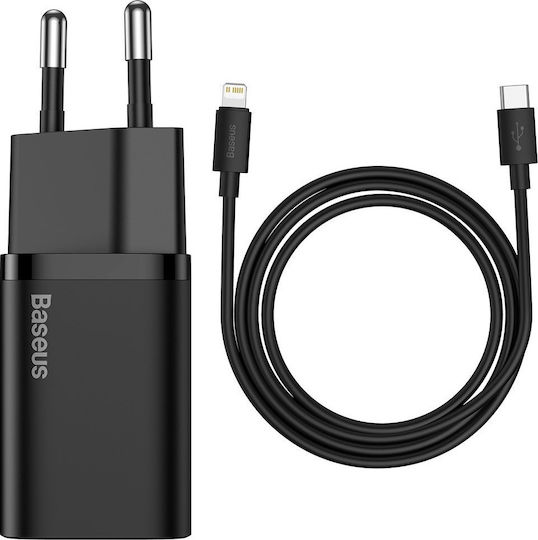 Baseus Φορτιστής με Θύρα USB-C και Καλώδιο USB-C - Lightning 20W Power Delivery Μαύρος (Super Si) - Image 10