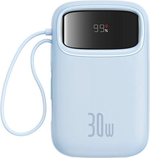 Baseus QPow 2 Power Bank 10000mAh 30W με Θύρα USB-A και Θύρα USB-C Μπλε