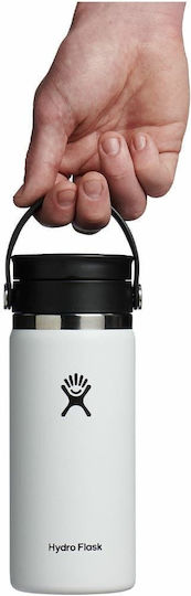 Hydro Flask Coffee Flex Sip Lid Ποτήρι Θερμός Ανοξείδωτο BPA Free 473ml Λευκό με Καπάκι-Θηλιά (Loop) W16BCX110 - Image 3