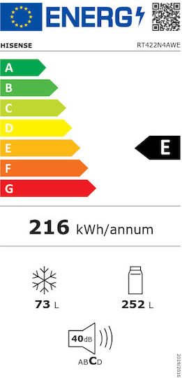 Hisense Ψυγείο Δίπορτο 325lt Total NoFrost Υ169.6xΠ59.5xΒ65εκ. Λευκό RT422N4AWE - Image 2