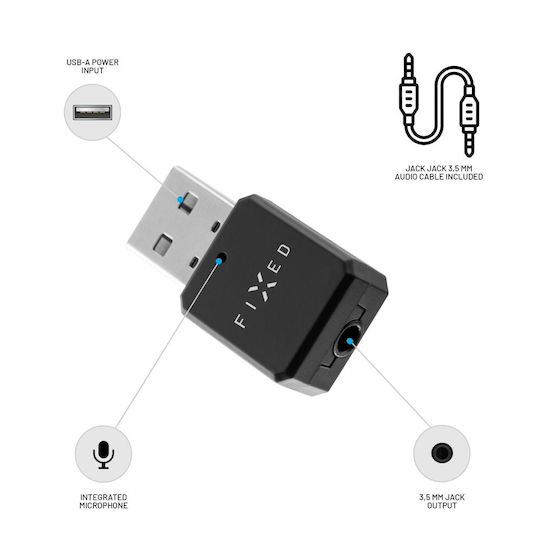 Fixed Bluetooth 5.1 Receiver με θύρες εξόδου USB / 3.5mm Jack και Μικρόφωνο - Image 2