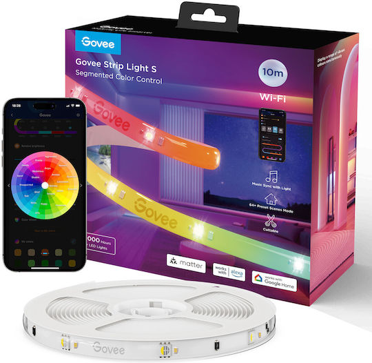 Govee Smart Ταινία LED Wi-Fi RGB Φως 10m με Τροφοδοτικό H612CCD1 - Image 3