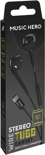 SBS Music Hero In-ear Handsfree Ακουστικά με Βύσμα USB-C Μαύρο - Image 2