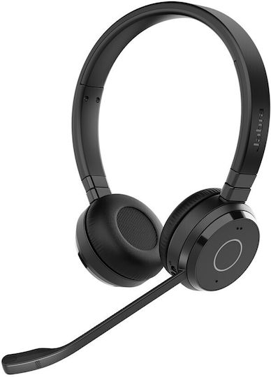Jabra Evolve 65 TE UC Stereo Ασύρματα On Ear Multimedia Ακουστικά με μικρόφωνο και σύνδεση Bluetooth / USB-A