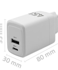 Alternative view of Qoltec Φορτιστής Χωρίς Καλώδιο GaN με Θύρα USB-A και Θύρα USB-C 45W Power Delivery / Quick Charge 3.0 Λευκός (51825)