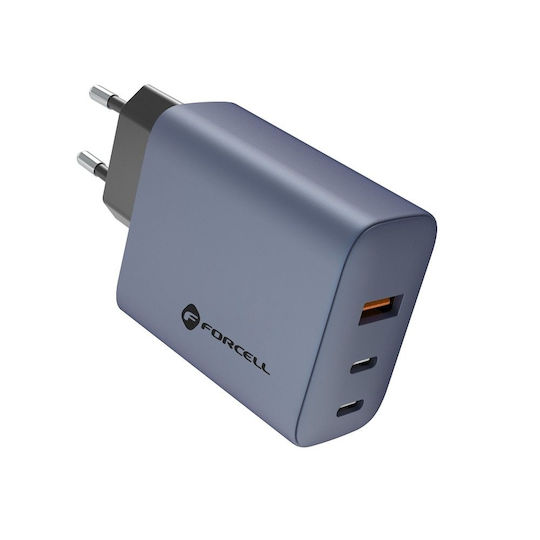 Forcell Φορτιστής Χωρίς Καλώδιο με Θύρα USB-A και 2 Θύρες USB-C 65W Power Delivery / Quick Charge 4.0 Γκρι - Image 3