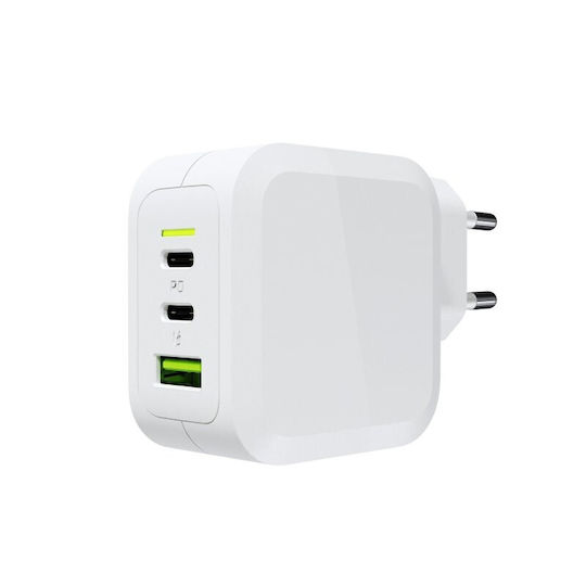 Green Cell Φορτιστής Χωρίς Καλώδιο GaN με Θύρα USB-A και 2 Θύρες USB-C 65W Power Delivery / Quick Charge 3.0 Λευκός (CHARGC08W) - Image 4