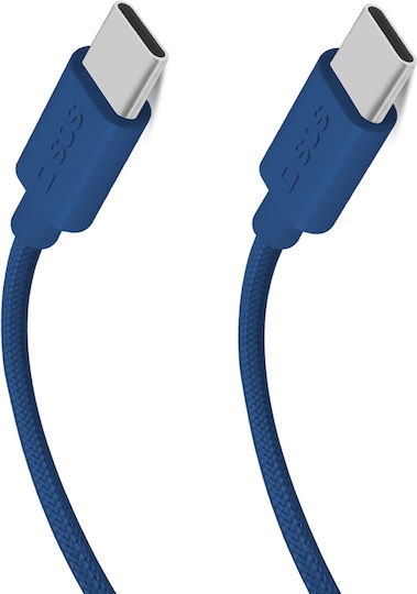 SBS Braided USB 2.0 Cable USB-C male - USB-C 60W Μπλε 1.5m