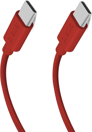 SBS Braided USB 2.0 Cable USB-C male - USB-C 60W Κόκκινο 1.5m