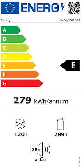 Candy Ψυγειοκαταψύκτης 409lt Total NoFrost Υ205xΠ59.5xΒ66.7εκ. Μαύρος CNCQ2T620EB - Image 7