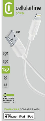 Cellular Line Regular USB to Lightning Cable Λευκό 1m (USBDATACMFIIPH5W) - Image 5
