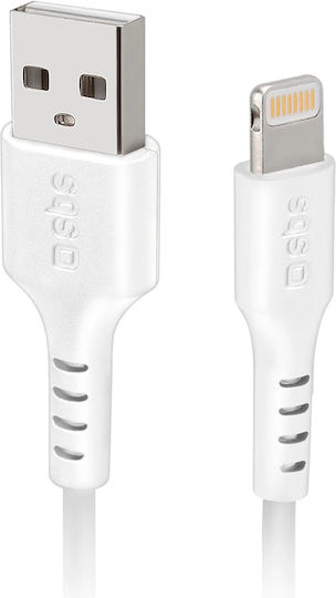 SBS USB to Lightning Cable Λευκό 1m (CABLEUSBIP589W)