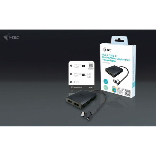 i-tec USB-A / USB-C Docking Station με DisplayPort 4K και σύνδεση 2 Οθονών Μαύρο (CADUAL4KDP) - Image 4