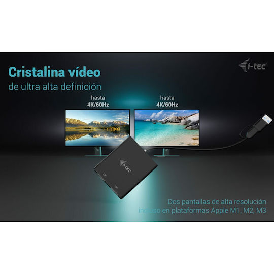 i-tec USB-A / USB-C Docking Station με DisplayPort 4K και σύνδεση 2 Οθονών Μαύρο (CADUAL4KDP) - Image 7