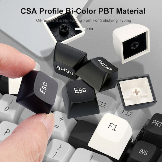 Redragon A132 Keycap CSA PBT Black / White - Image 8