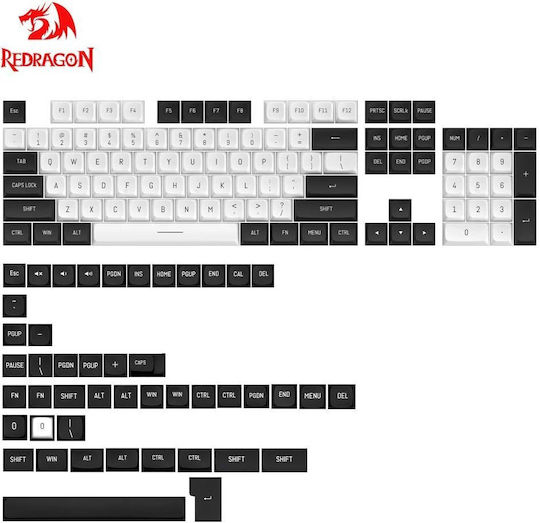 Redragon A132 Keycap CSA PBT Black / White - Image 10