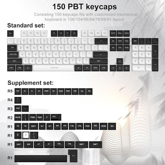 Redragon A132 Keycap CSA PBT Black / White - Image 5