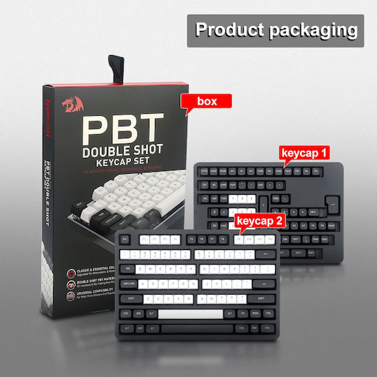 Redragon A132 Keycap CSA PBT Black / White - Image 9