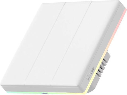 Sonoff T5EU3C Χωνευτός Διακόπτης Τοίχου Αφής Wi-Fi Διπλός με Πλαίσιο Λευκός - Image 2