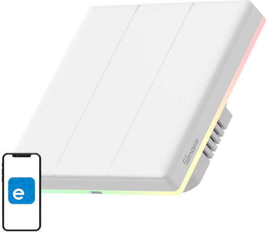 Sonoff T5EU3C Χωνευτός Διακόπτης Τοίχου Αφής Wi-Fi Διπλός με Πλαίσιο Λευκός - Image 4