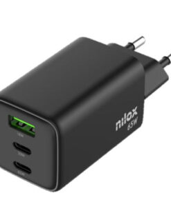 Nilox Φορτιστής Χωρίς Καλώδιο με Θύρα USB-A και 2 Θύρες USB-C 65W Μαύρος (NXGANUSBC65)