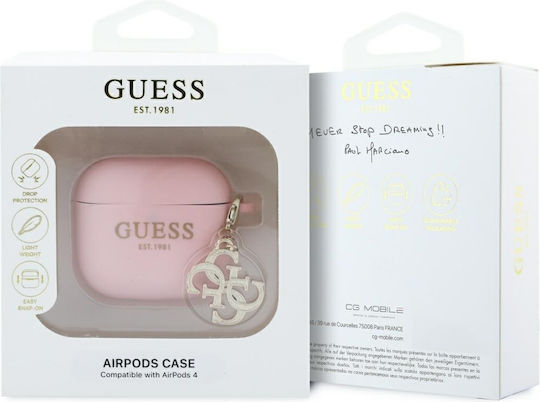 Guess Charm Θήκη Σιλικόνης σε Ροζ χρώμα για Apple AirPods 4 - Image 3