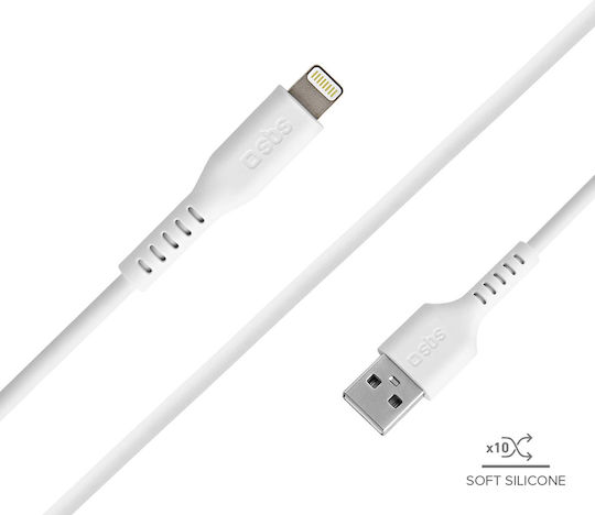 SBS USB to Lightning Cable Λευκό 1m (CABLEUSBIP589W) - Image 4