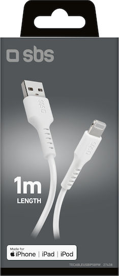 SBS USB to Lightning Cable Λευκό 1m (CABLEUSBIP589W) - Image 5