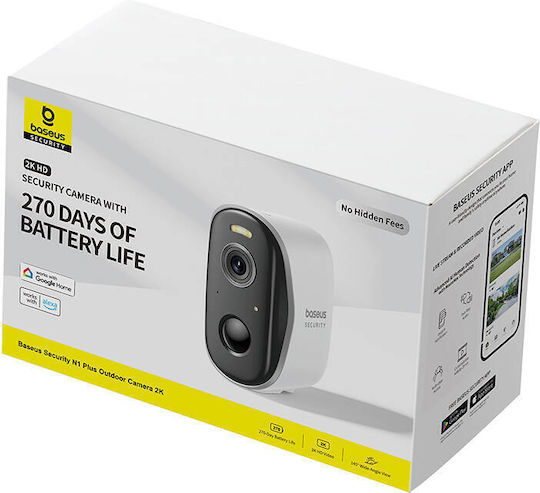 Baseus N1 Plus IP Κάμερα Παρακολούθησης Wi-Fi Full HD+ 4MP Αδιάβροχη Μπαταρίας με Αμφίδρομη Επικοινωνία - Image 2