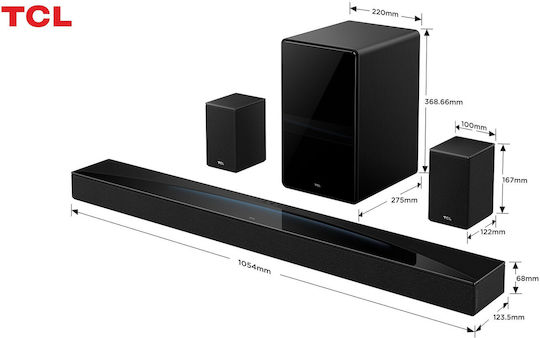 TCL Soundbar 7.1.4 Bluetooth, HDMI και Wi-Fi με Ασύρματο Subwoofer και Τηλεχειριστήριο Μαύρο Q85H - Image 4