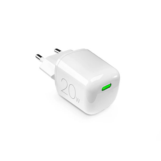 Puro Φορτιστής Χωρίς Καλώδιο GaN με Θύρα USB-C 20W Power Delivery Λευκός (Minipro)