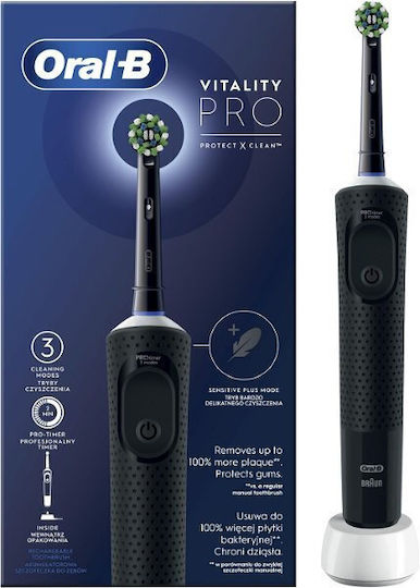 Oral-B Vitality Pro Protect X Clean Ηλεκτρική Οδοντόβουρτσα με Χρονομετρητή Μαύρη - Image 2